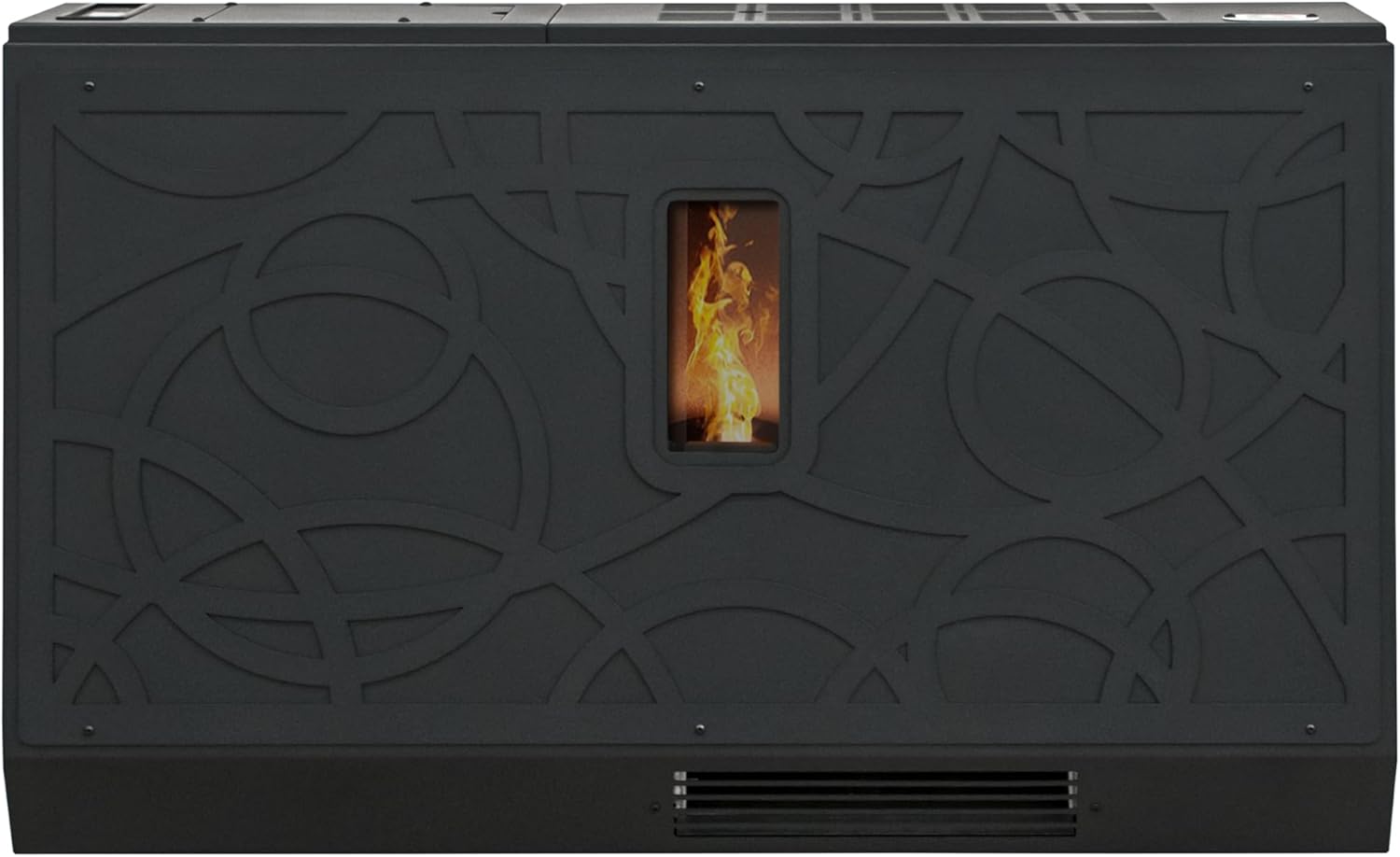 STUFE A PELLET ITALIA Super Slim 7 KW | Pelletöfen mit Belüftung Modernes und Kompaktes Design Effizienz 91% Heizt 70m² Autonomie 18 Sdt Programmierbar 5 Kräfte 24 Monate Garantie Schwarz
