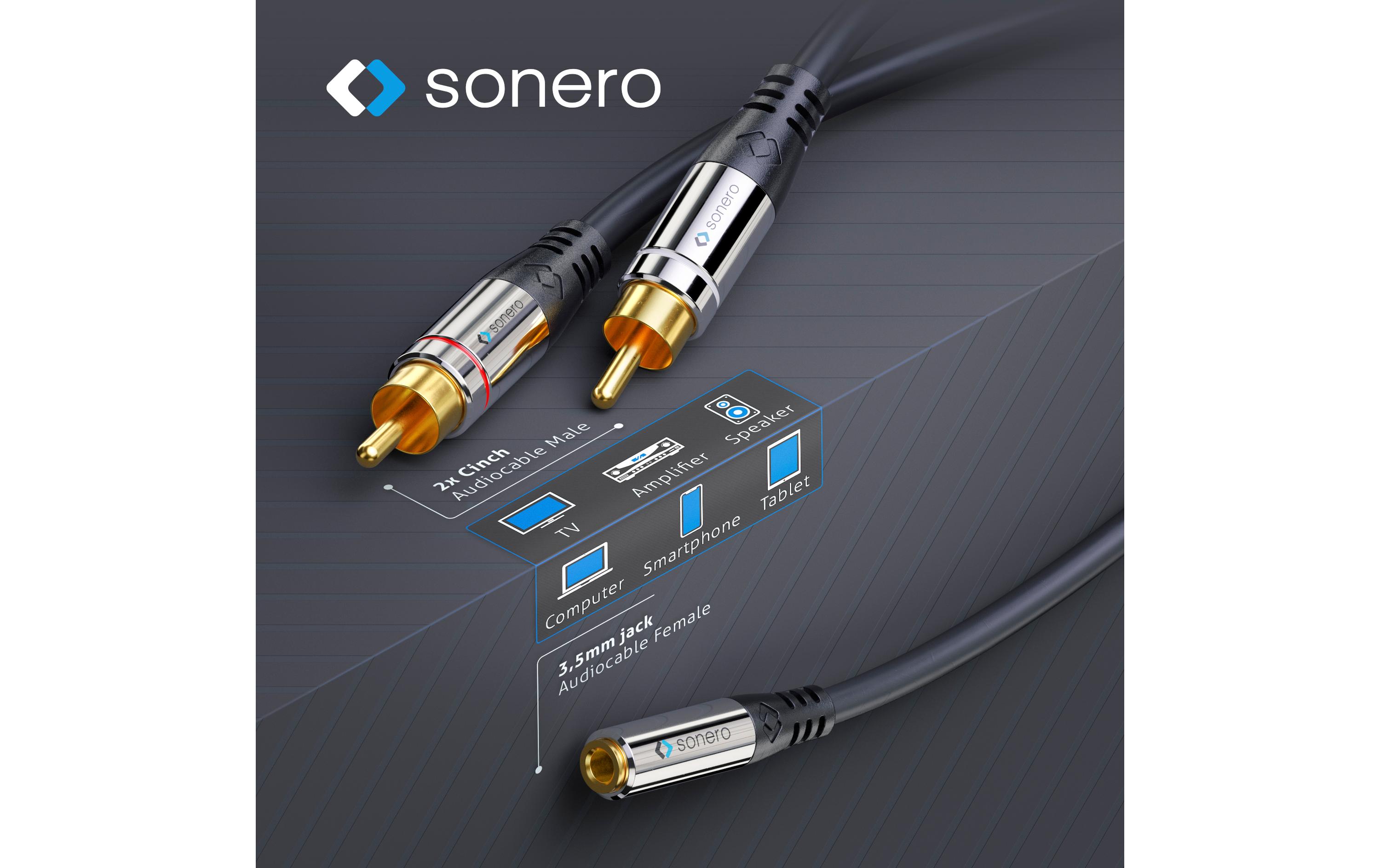 Audio-Kabel Cinch - 3.5 mm Klinke 0.25 msonero 2x Cinch auf 3,5mm Audio Adapter Kabel 0,25m