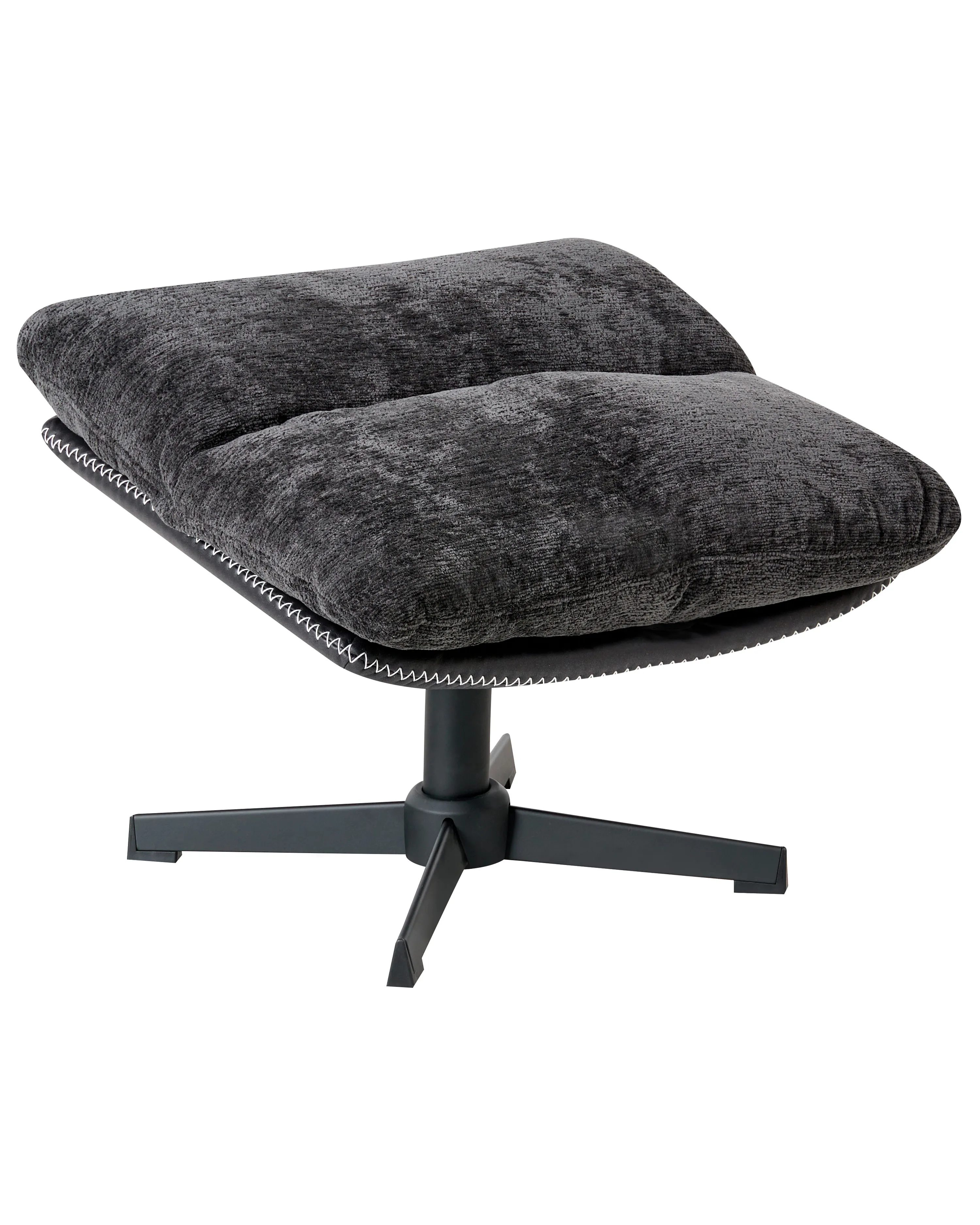 Draaifauteuil TOVIK met voetenbank Chenille Zwart