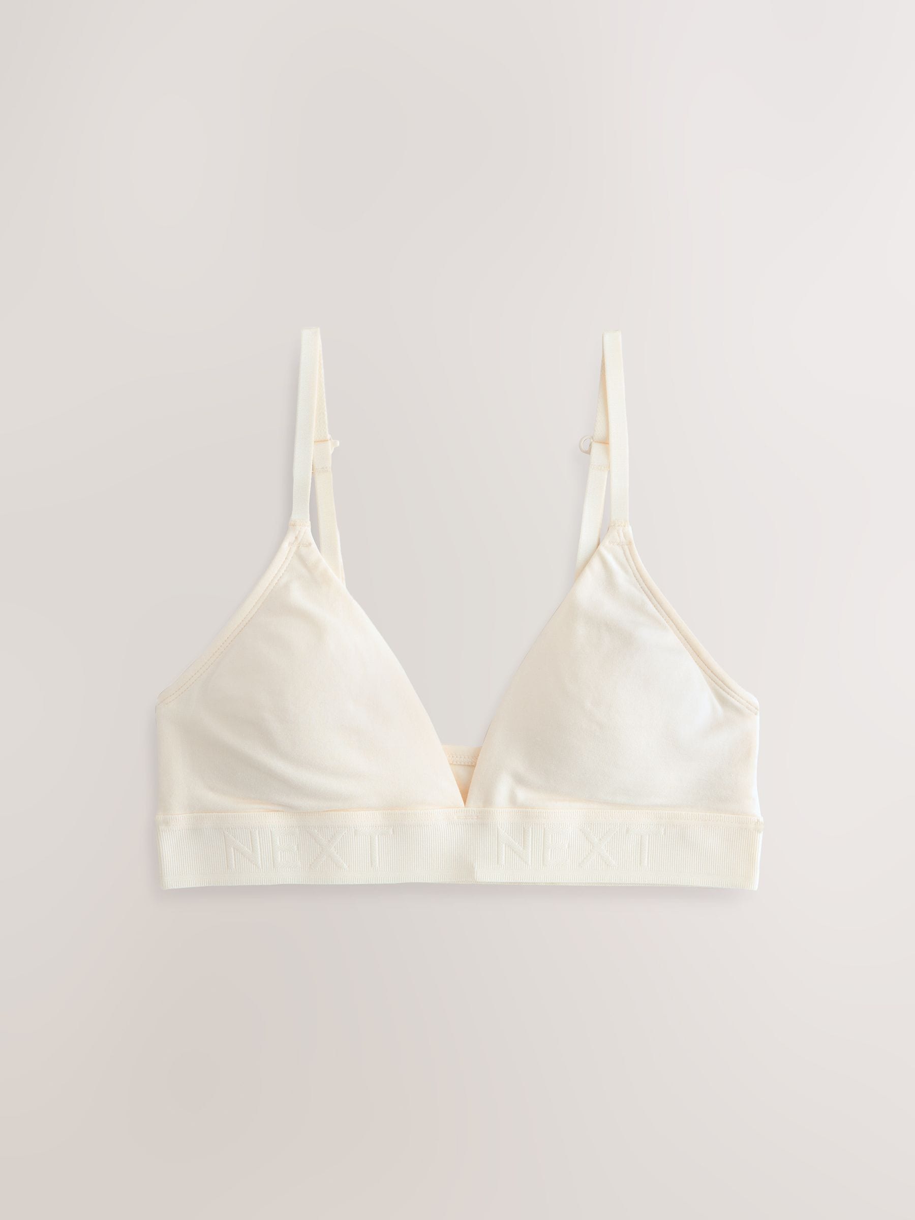 Blauw/ecru - Verpakking van 2 driehoekige bralettes van katoen met logo en ultiem comfort