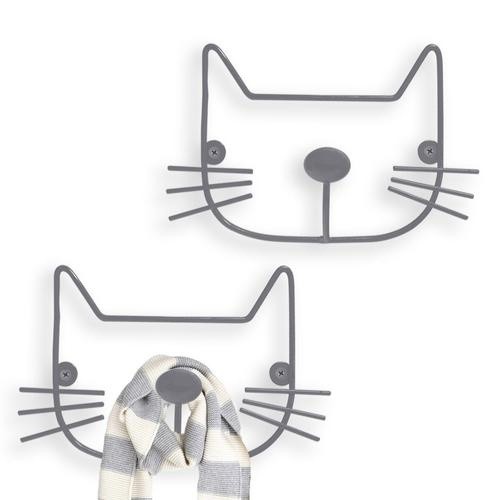 Par de cabides cinza em formato de gato