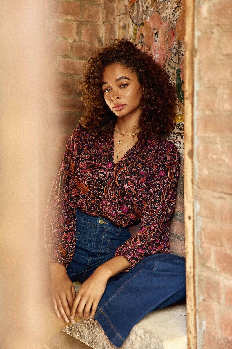 LA PETITE ETOILE<br>Blusa com decote em V e estampa floral FLOR