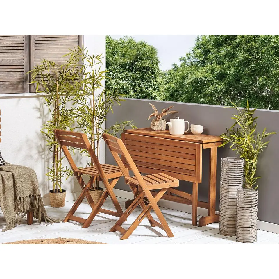 LENOLA - Bistroset voor 2 - Lichte houtkleur - Acaciahout