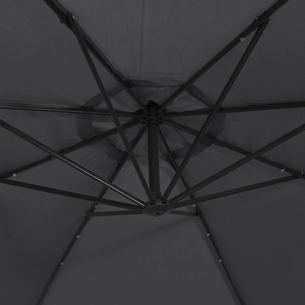Parasol déporté à led et mât en acier 300 cm noir