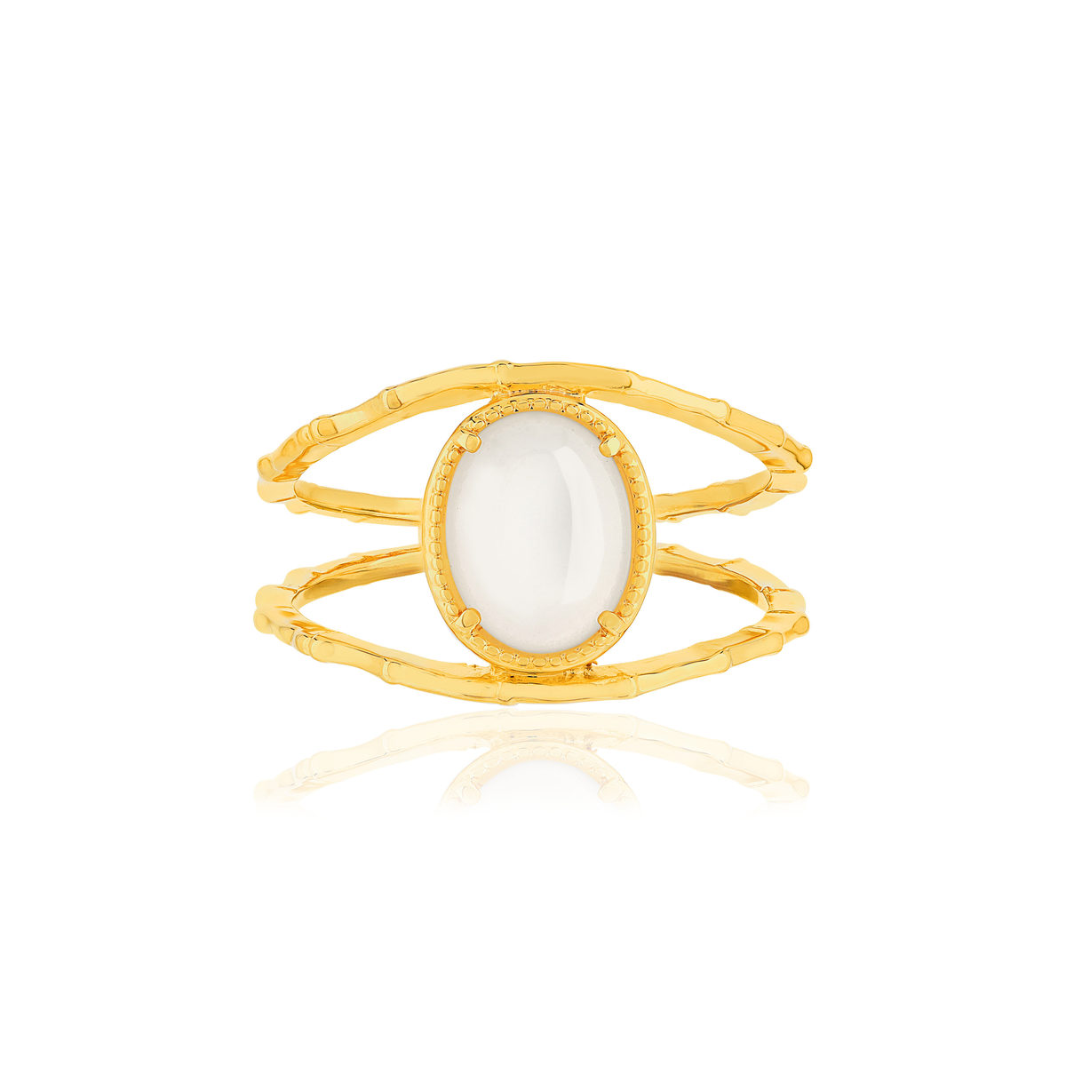 Bague plaqué or pierre de lune