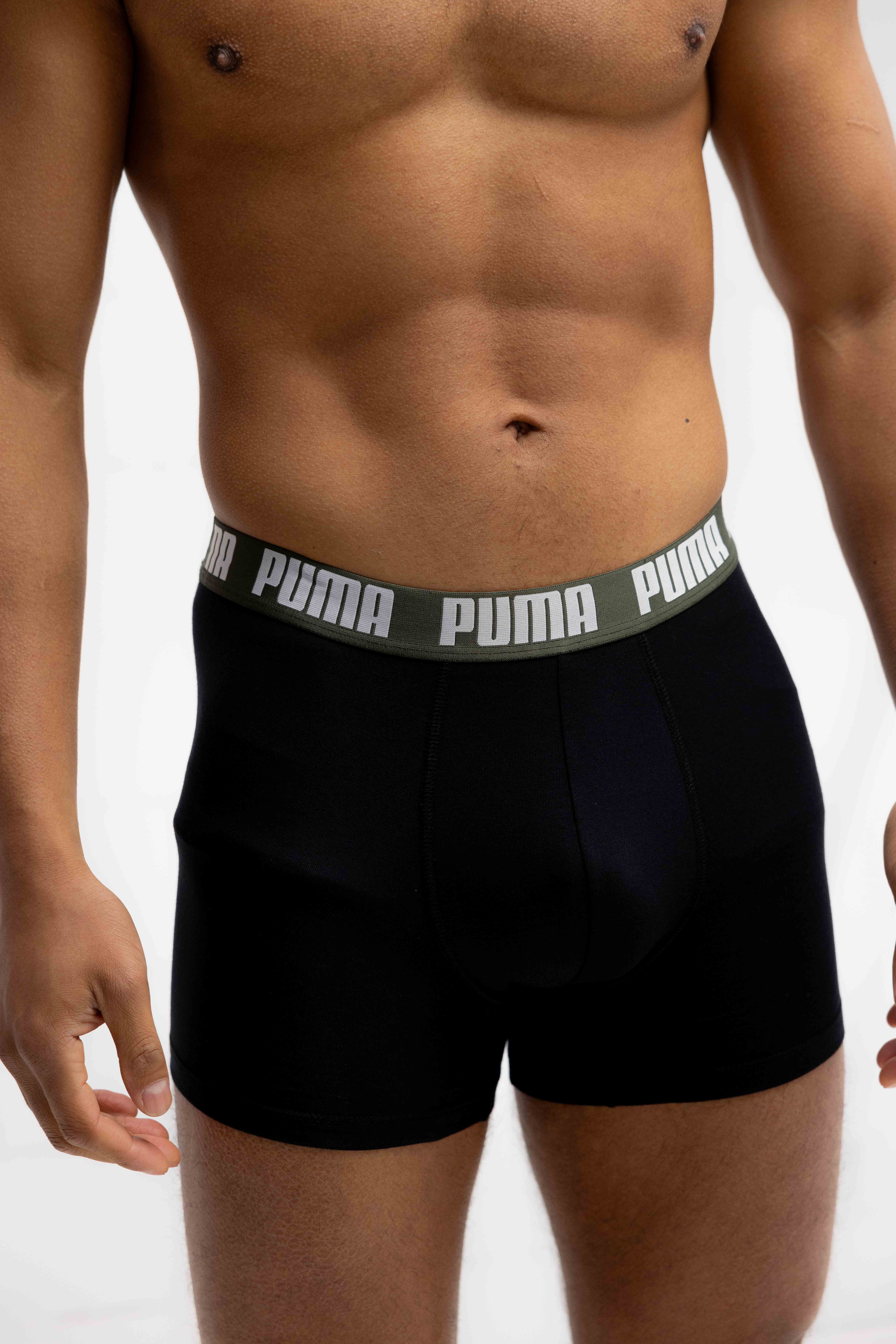 Puma Everyday Basic Boxershort Heren 6-Pack Donkergroen/Zwart