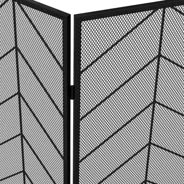 Peisvakt, sammenleggbar peisport med 3 paneler, ovnsbeskyttelse, gnistbeskyttelse for stue, stål, 135 x 85 cm, svart