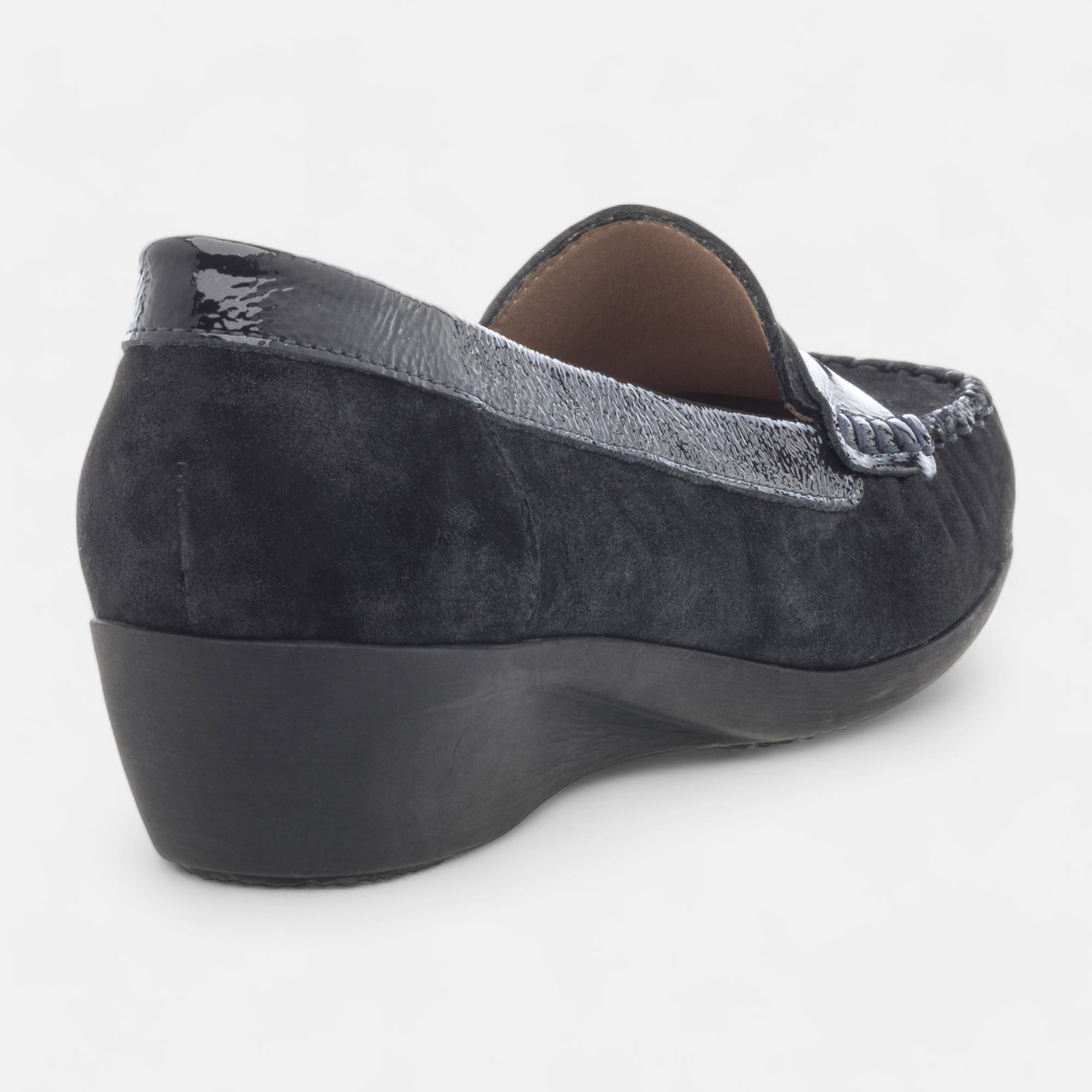Mocassins pieds sensibles Femme en cuir bleu marine