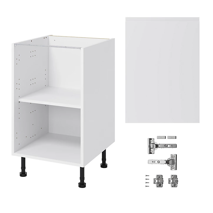 Meuble bas de cuisine avec 1 porte GoodHome Garcinia blanc brillant L. 50 x H. 72 cm