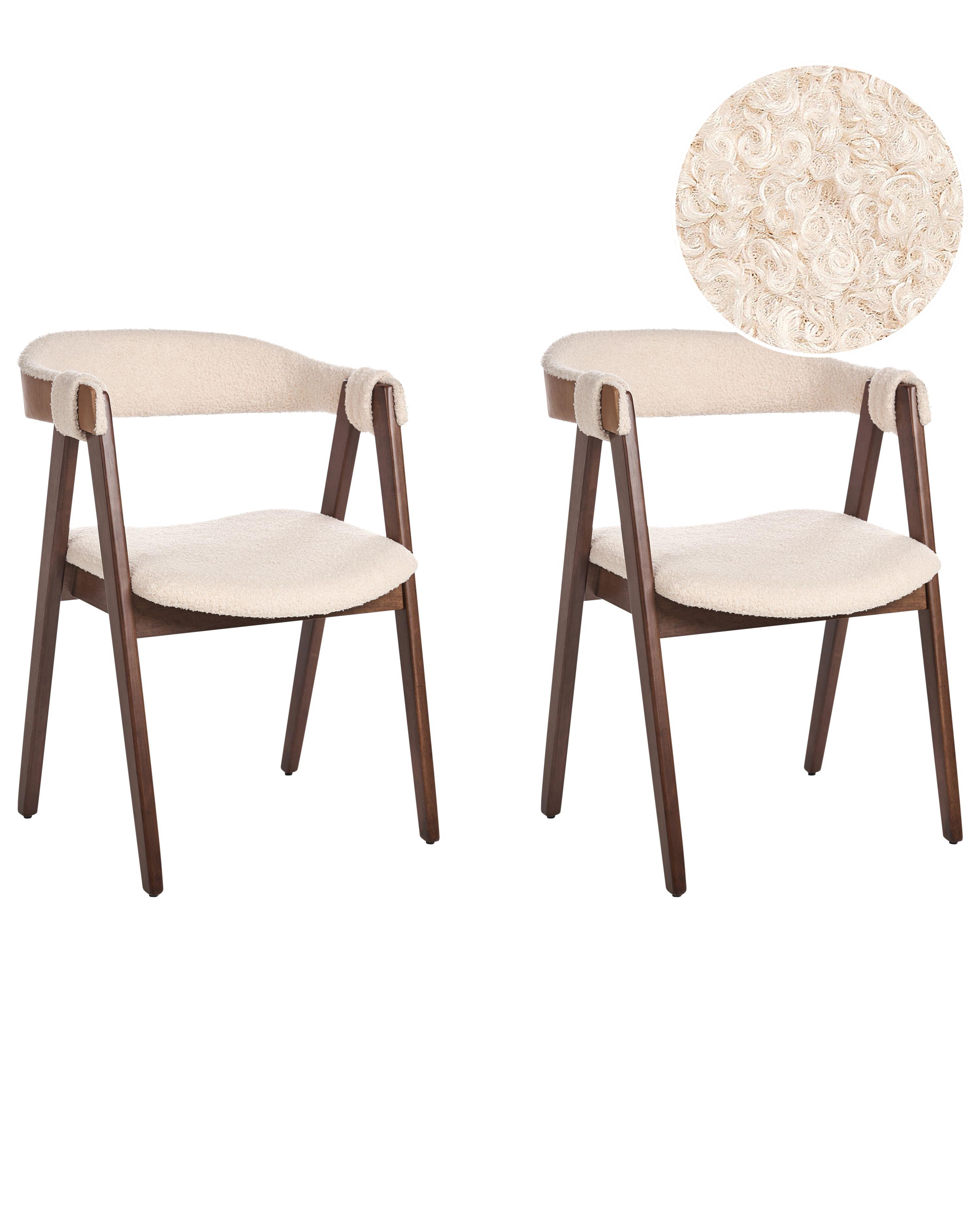 Set van 2 eetkamerstoelen DAY Bouclé Donkerbruin/beige