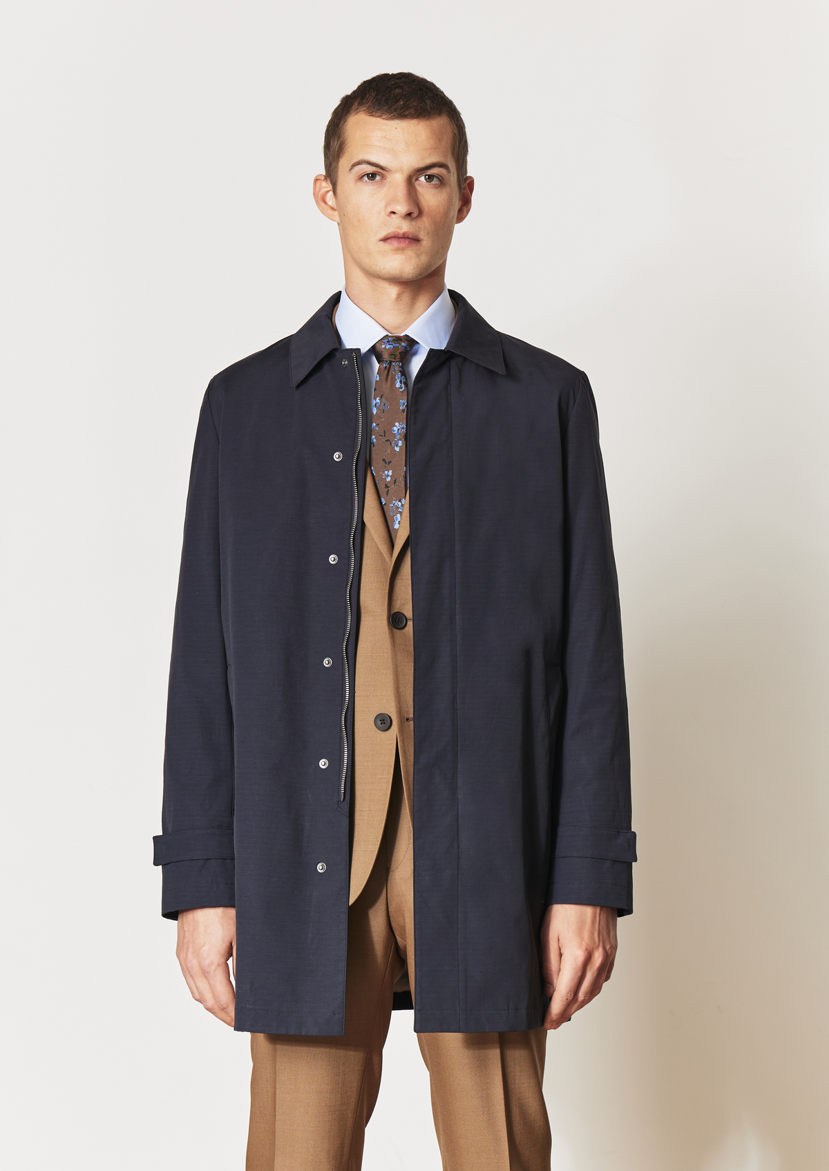 Trench droit uni bleu marine