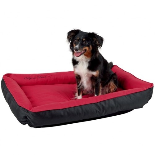 Cama retangular para cães Oxford Place, vermelha.