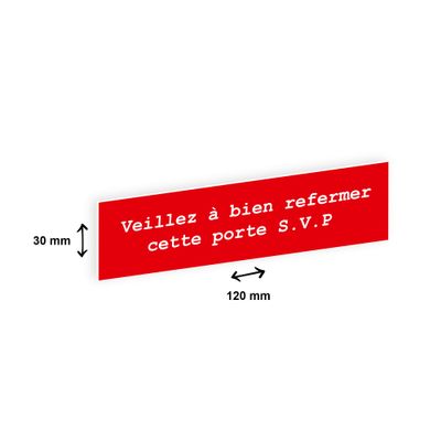 Plaque boîte à lettres personnalisée avec votre texte - 120 x 30 mm - rouge - adhésivée prête à poser