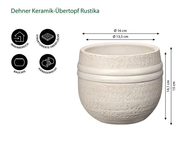 Dehner Keramik-Übertopf Rustika, bauchig,