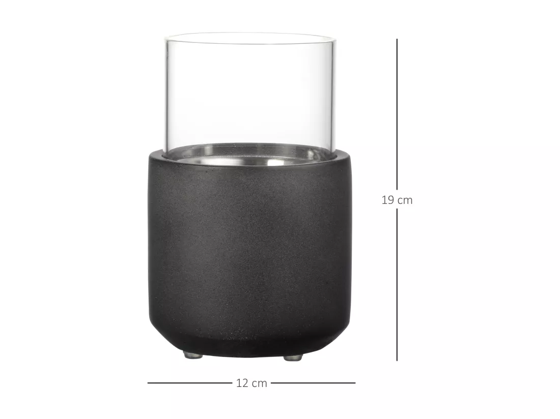 Cheminée portable à poser bioéthanol avec réservoir 0,4 L couverture 18 m² - design vase - dim. 12L x 12l x 19H cm