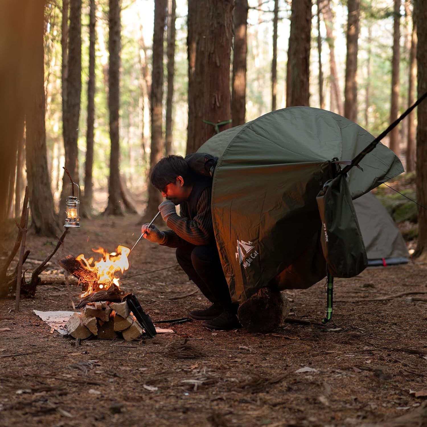 Night Cat Hängematte Zelt mit Moskitonetz wasserdichte Regenfliege Für 1 Person Wandern Camping im Garten Hinterhof Wilde