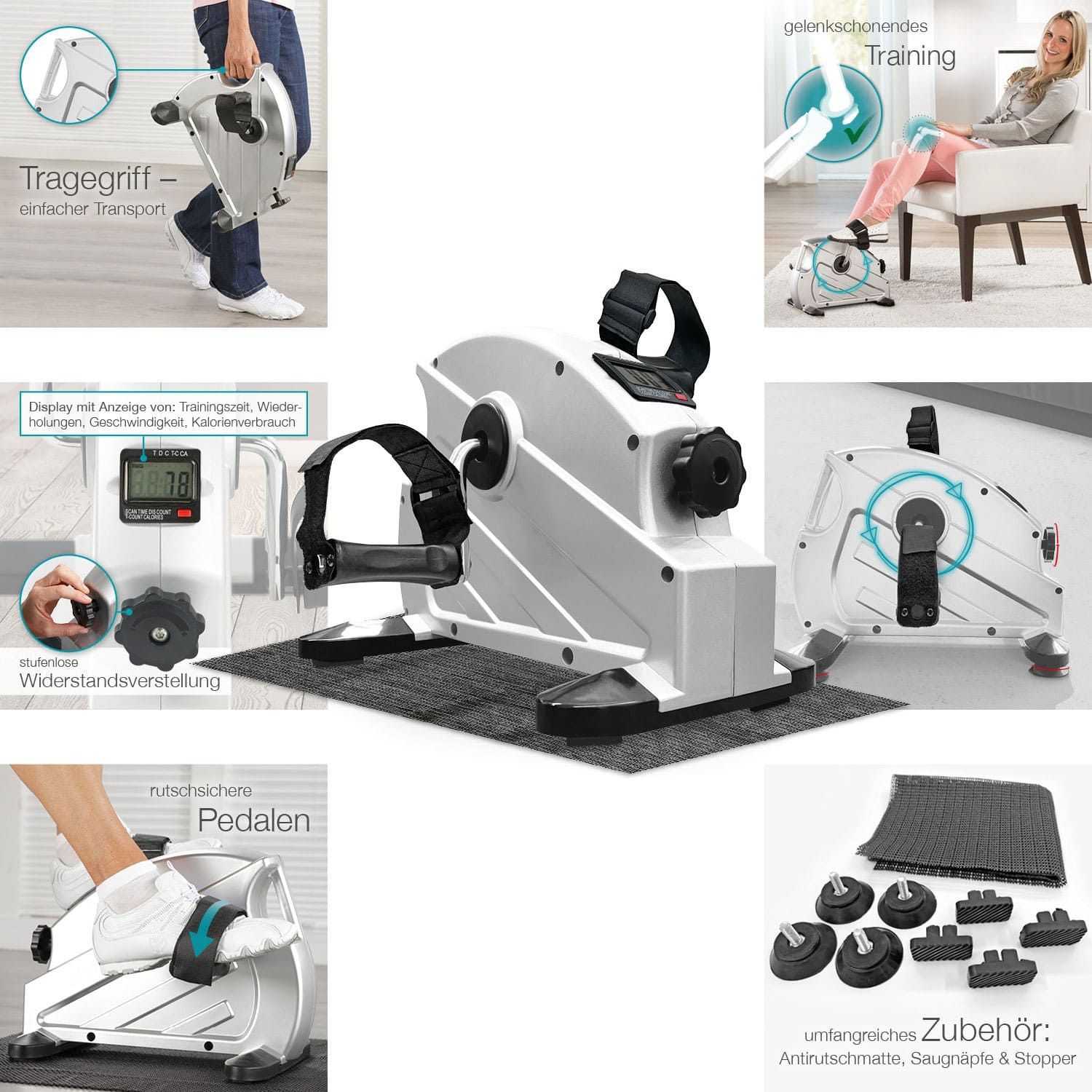 aktivshop Mini Heimtrainer mit Anti Rutschmatte