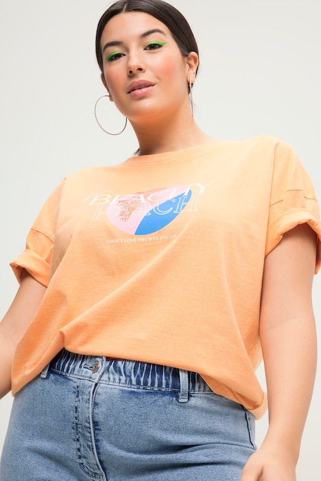 T-Shirt, oversized, Druck-Motiv, Vintage-Look, Rundhals, Halbarm