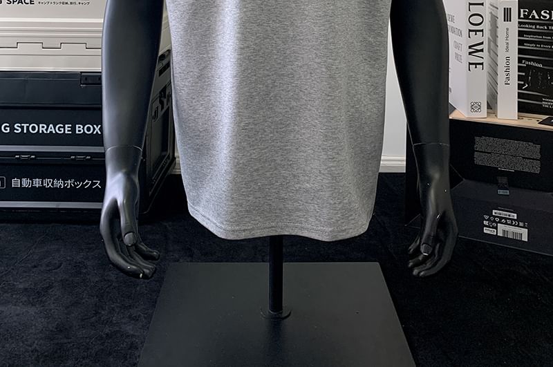 Mimiyox - Effen T-shirt met korte mouwen en ronde hals