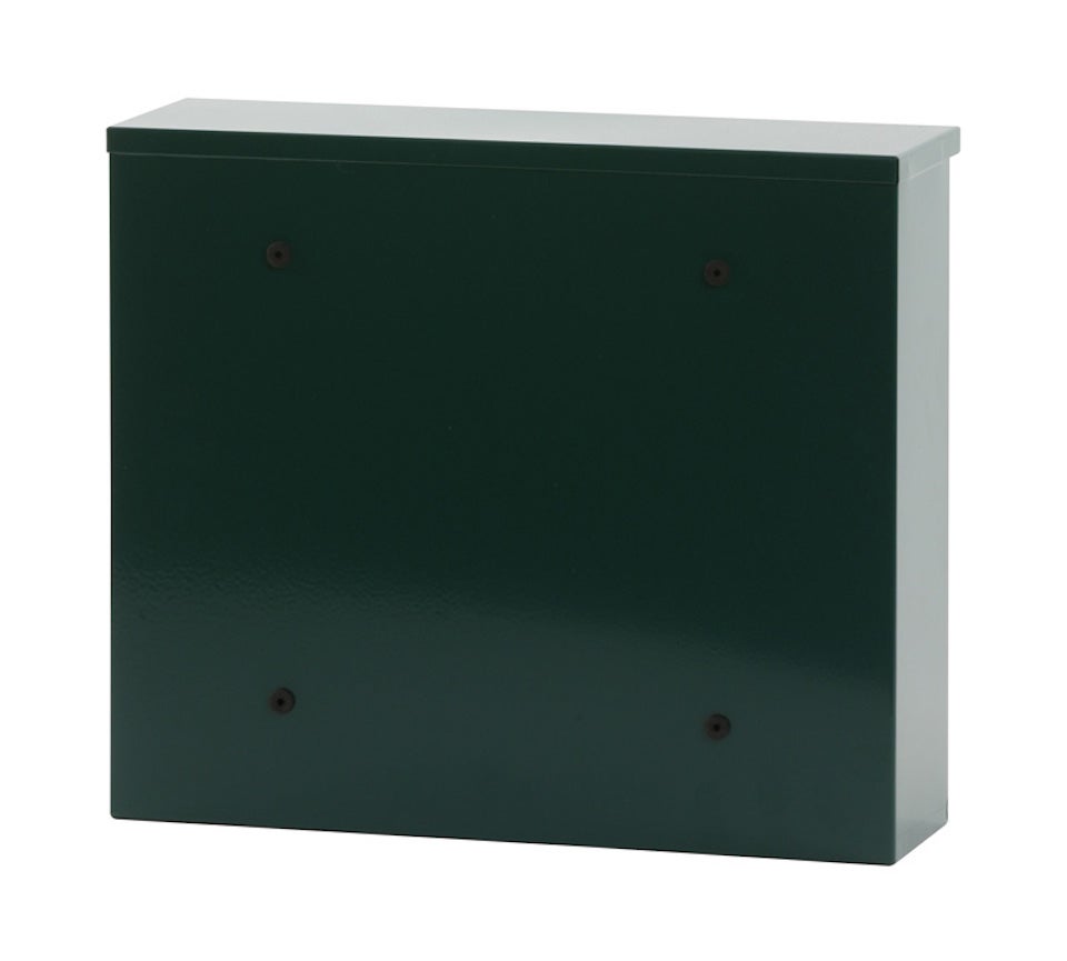 PROREGAL Granadan wandbrievenbus van staal met brievenbus, afmetingen (H x B x D): 31,5 x 36 x 11 cm, brievenbusopening: 32 x 4 cm, groen