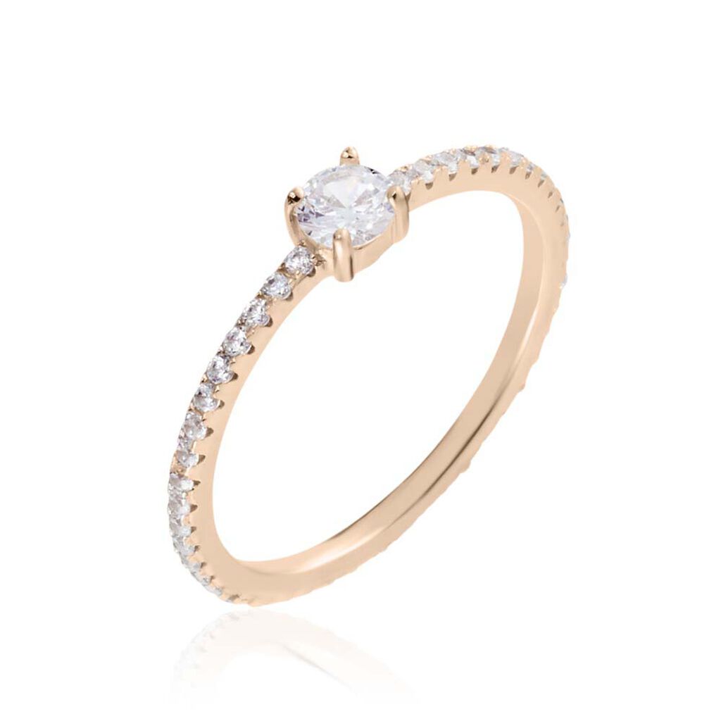 Bague Solitaire Ursi Argent Rose Oxyde De Zirconium