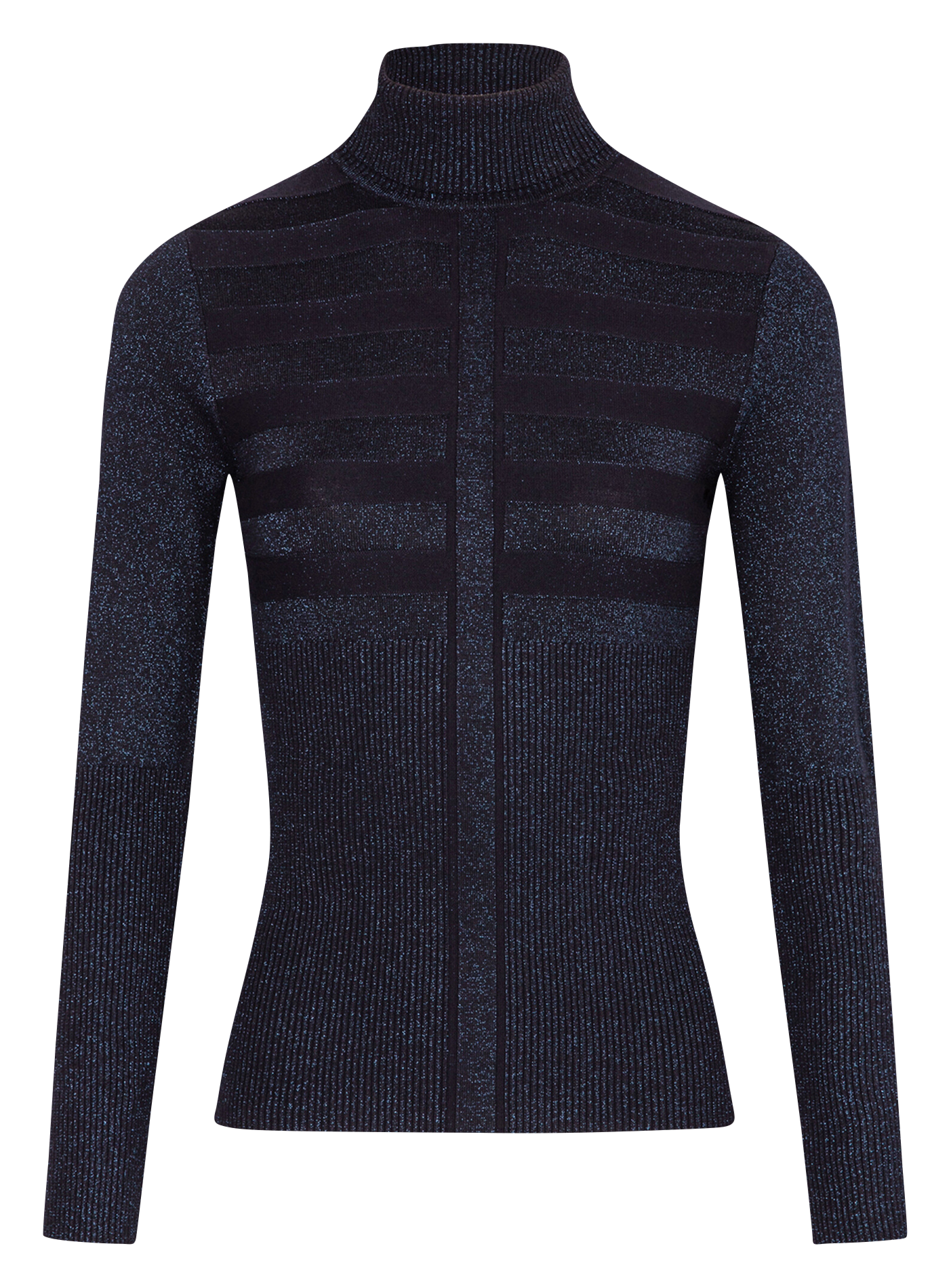 MENTOSA - Pull col roulé en maille métallisée | Bleu