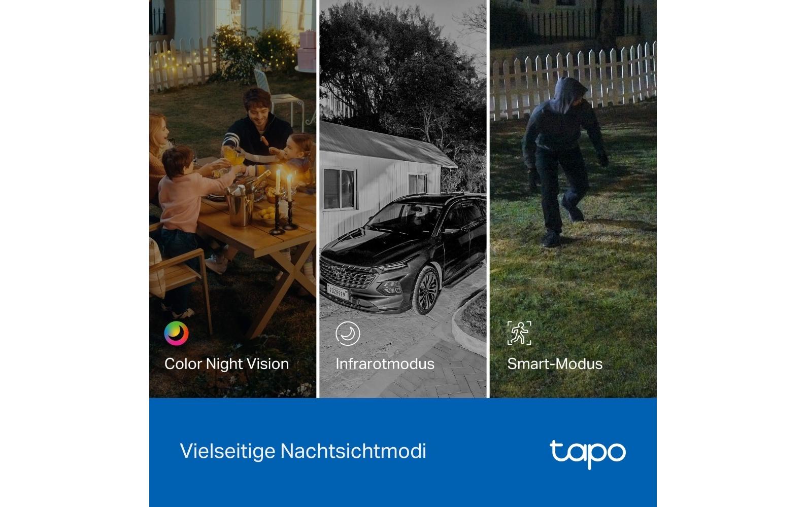 Netzwerkkamera Tapo C246D 2K QHD, 2.4 GHz, 360°Innen-/Aussenbereich Dual-Objektiv Schwenk-/Neige-Sicherheitskamera