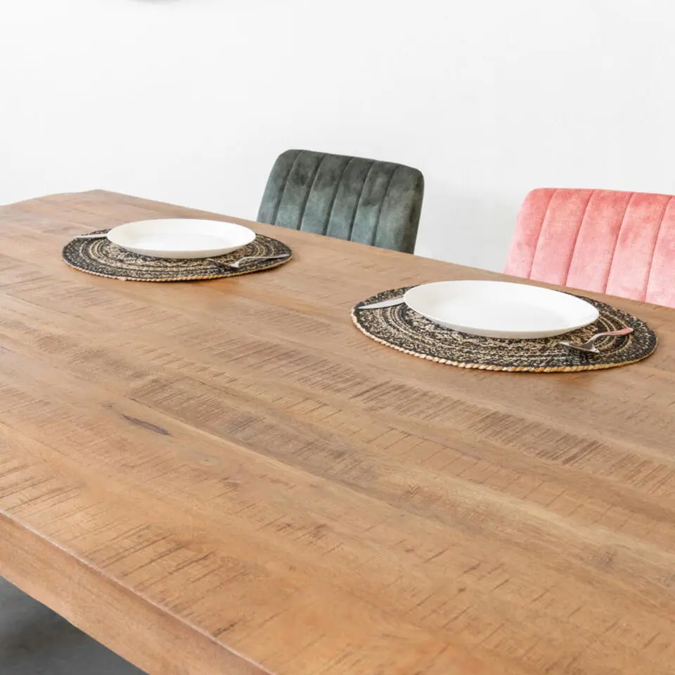 Eettafel Mangohout - 300x100x76cm - Metaal - Duncan
