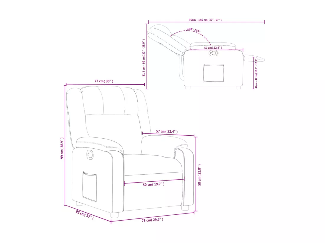 Fauteuil inclinable Gris foncé Tissu