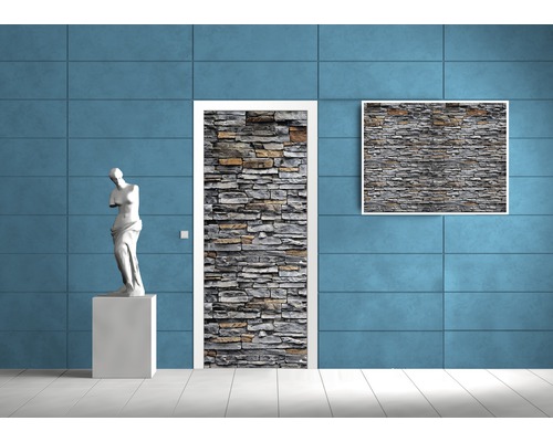 Vinyl fotobehang 2197 SKT, zelfklevend deurbehang, stenen muur, grijsbruin, 1-delig, 91 x 211 cm