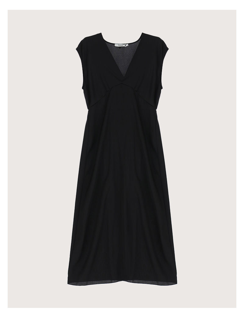 PLEASE ROBE LONGUE MANCHES COURTES NOIRE