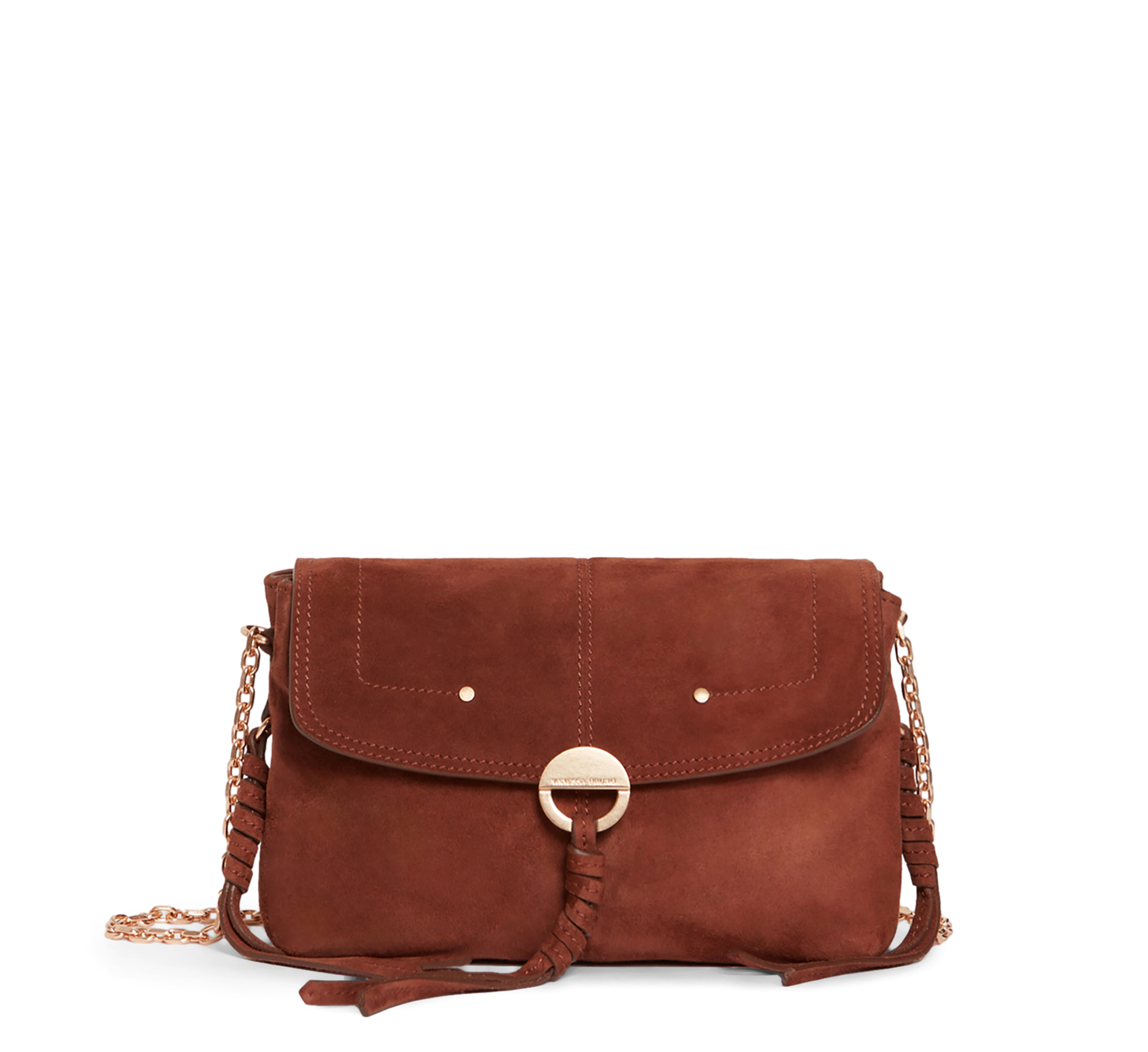 CLUTCH - Sac porté épaule en cuir velours| Marron