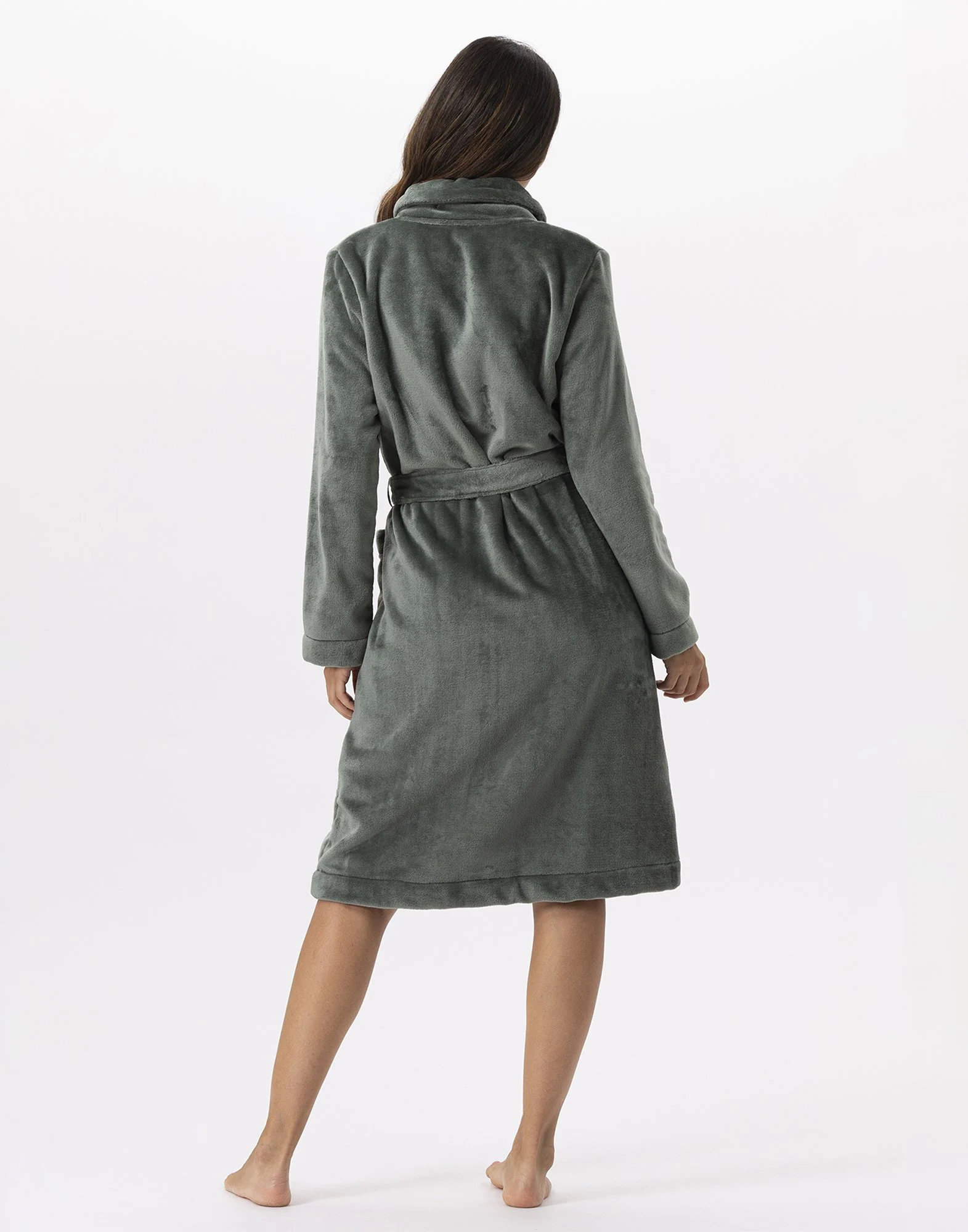 ESSENTIEL H51B - Robe de chambre en peluche flanelle | Vert