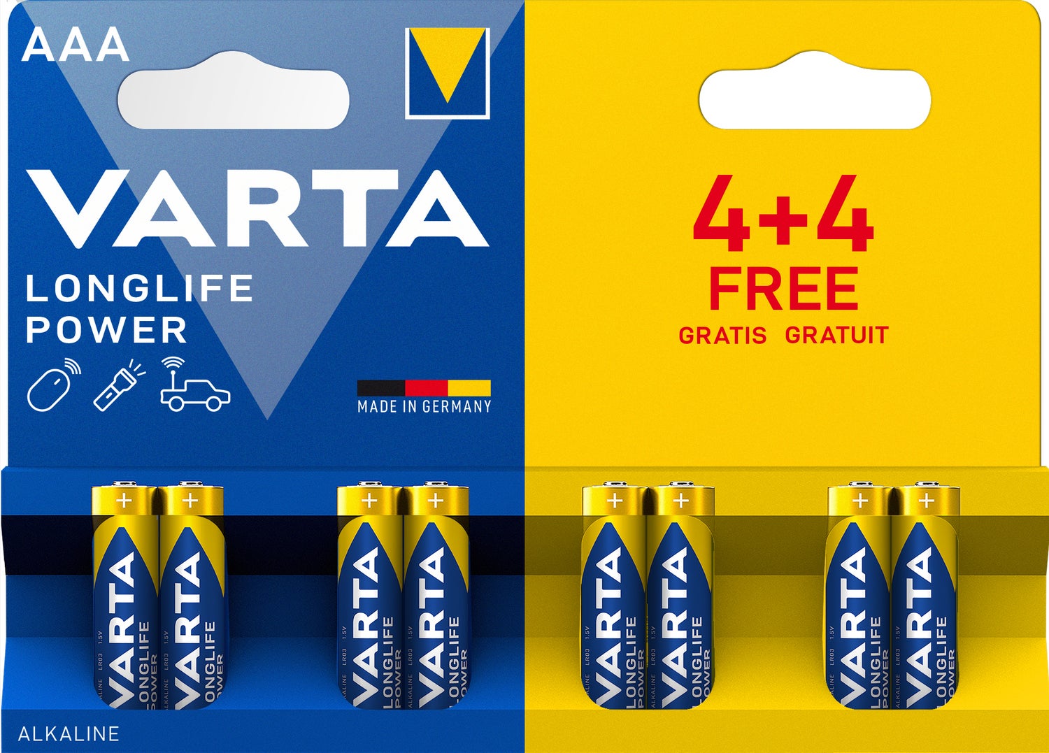 Varta AAA batterij Longlife Power 8 stuks