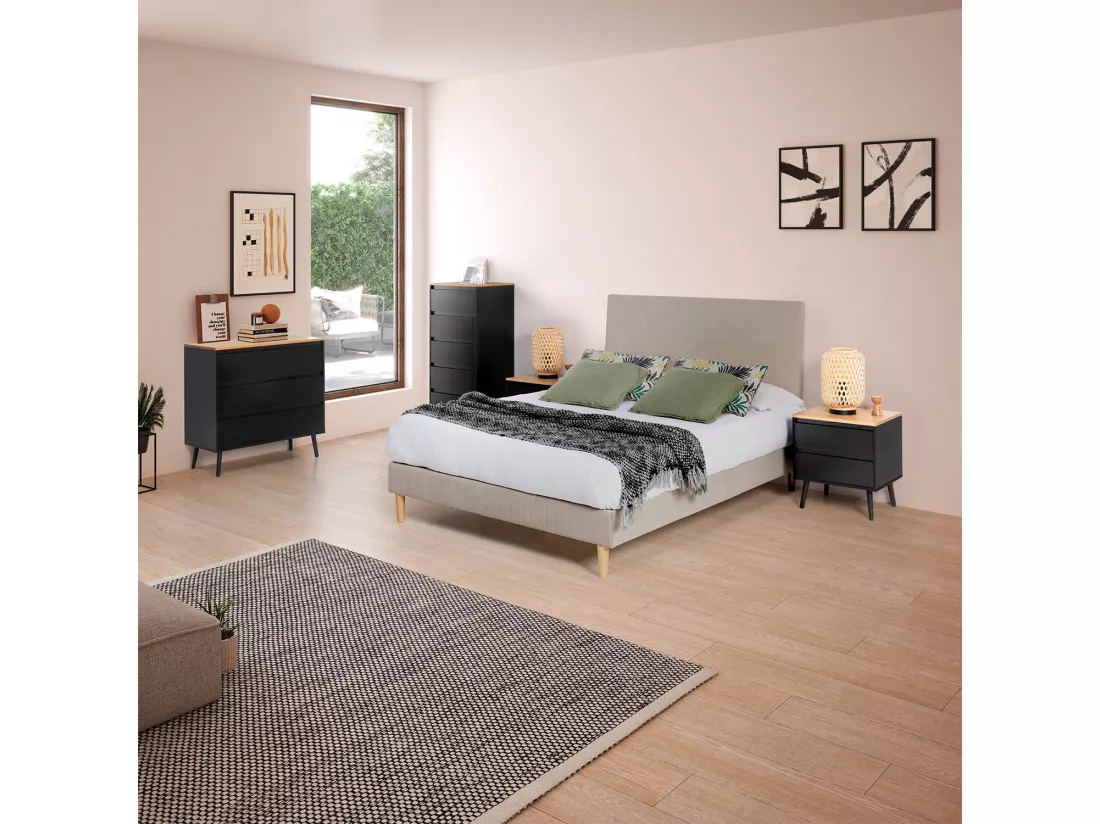 Commode haute Desi 5 tiroirs couleur Noir