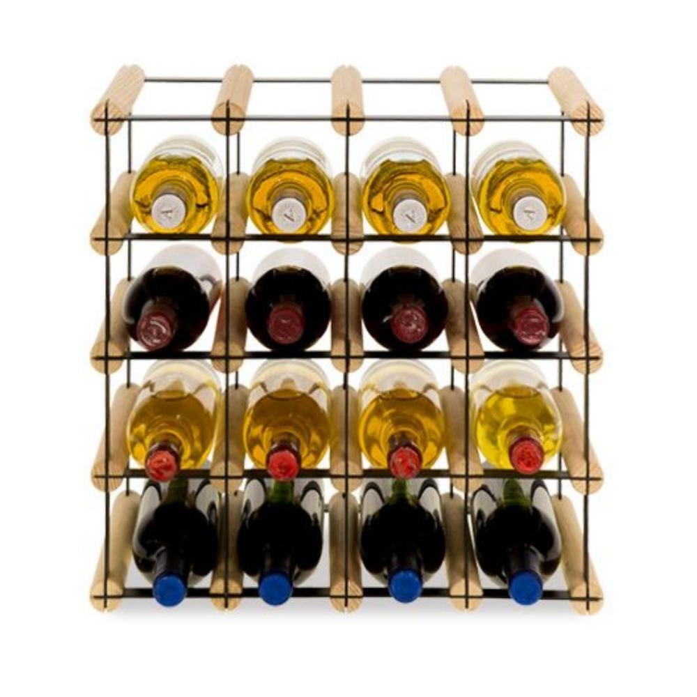 PROREGAL Modulair Wijnrek Vinotega Mod Metaal HxBxD 42,5 x 42,5 x 24,5 cm 4 x 4 Flessen Massief grenenhout Natuurlijk