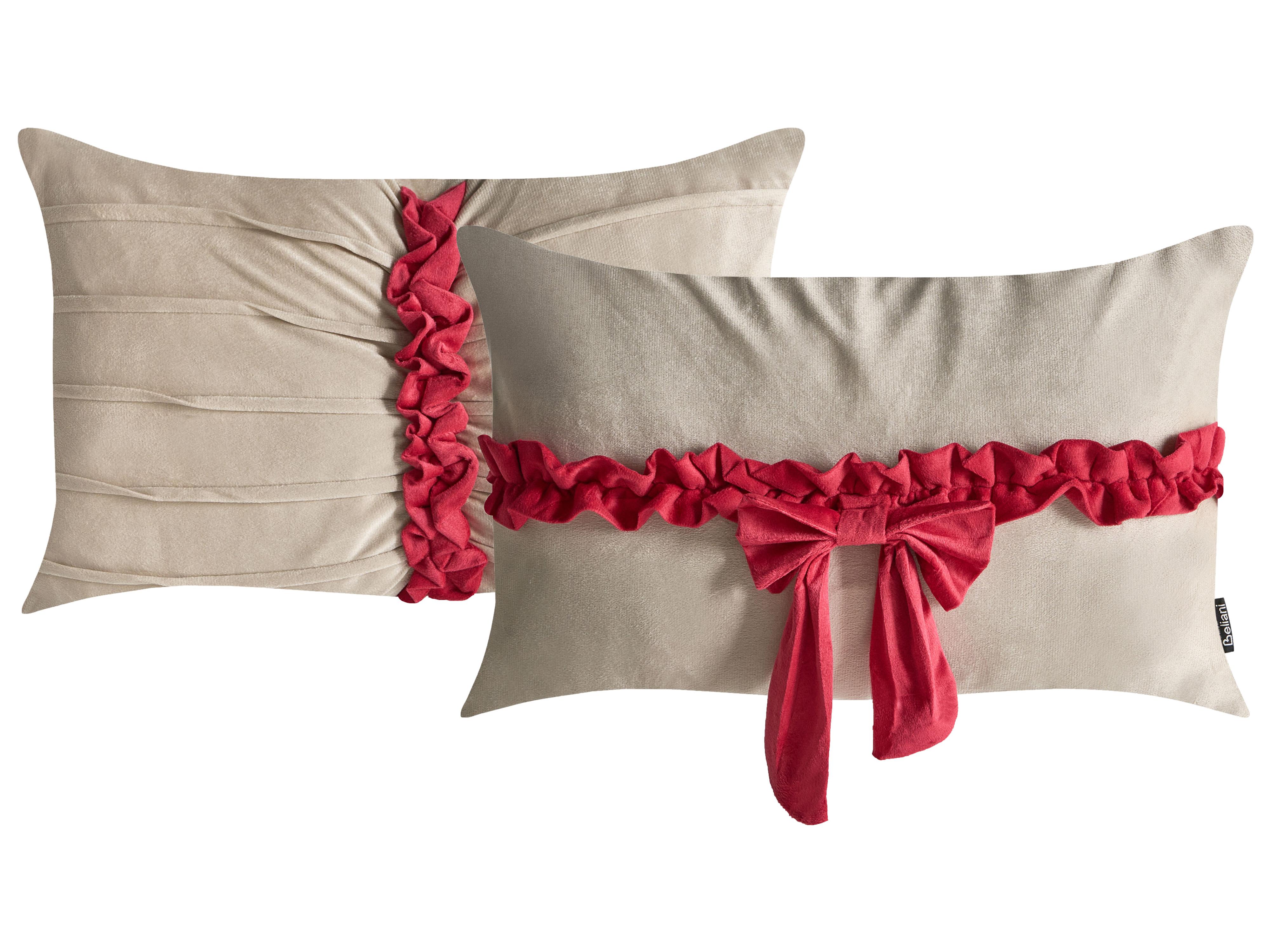 Set van 2 sierkussens BELLE Fluweel 50 x 30 cm Taupe kerstmotief