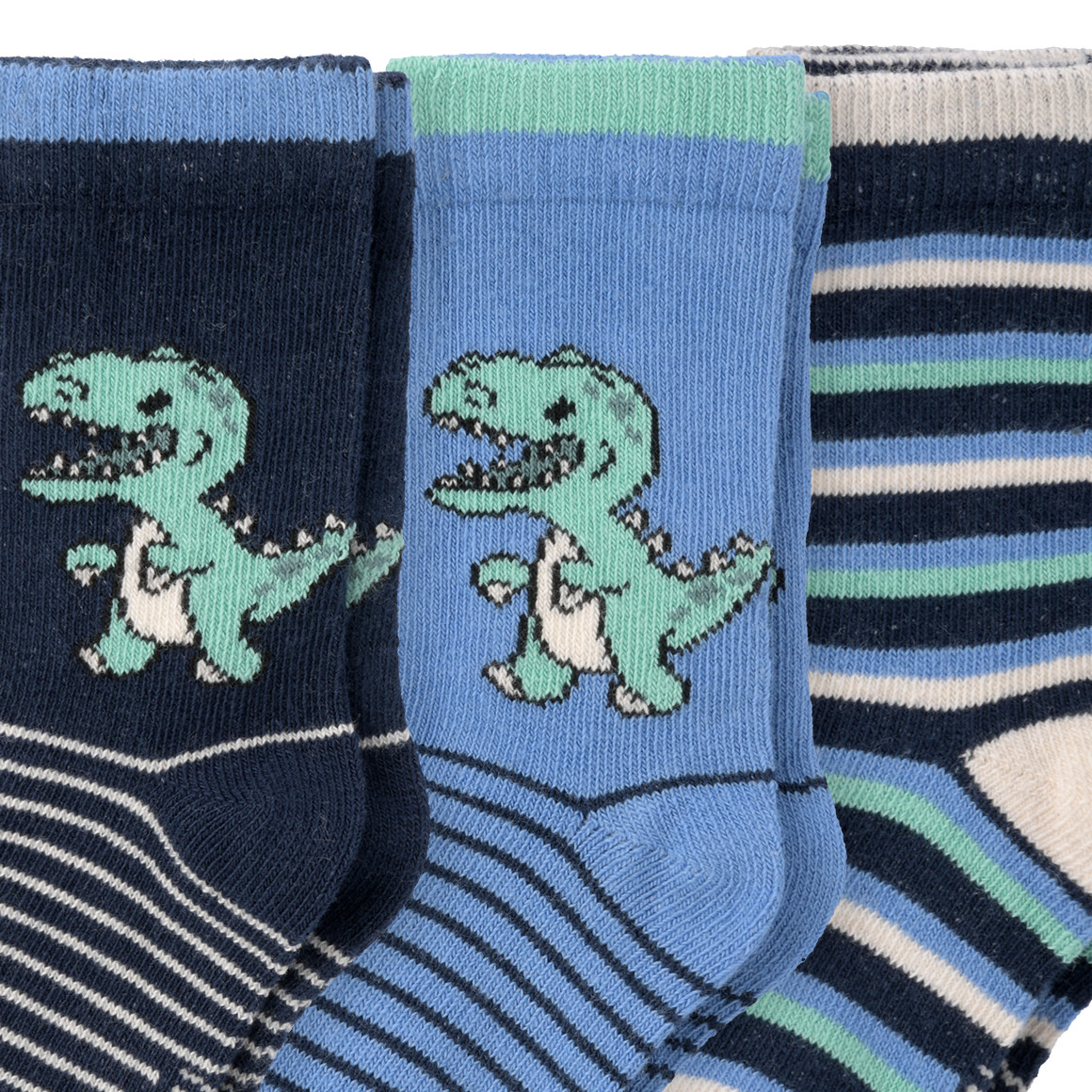 Topomini 3 Paar Baby Socken mit Dino-Motiven dunkelblau / blau