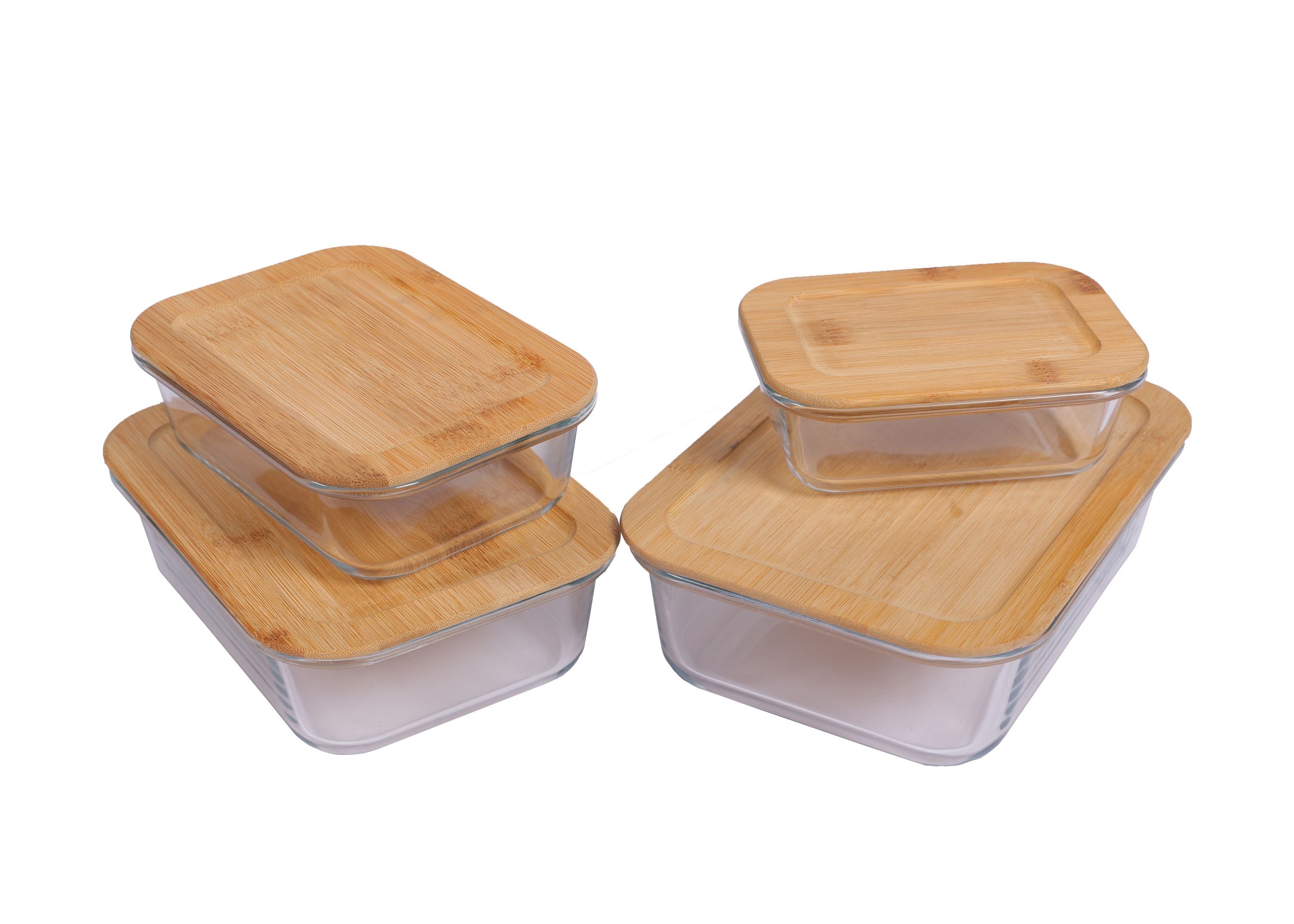 Vorratsbehälter Set Glas 4-teilig mit Bambusdeckel