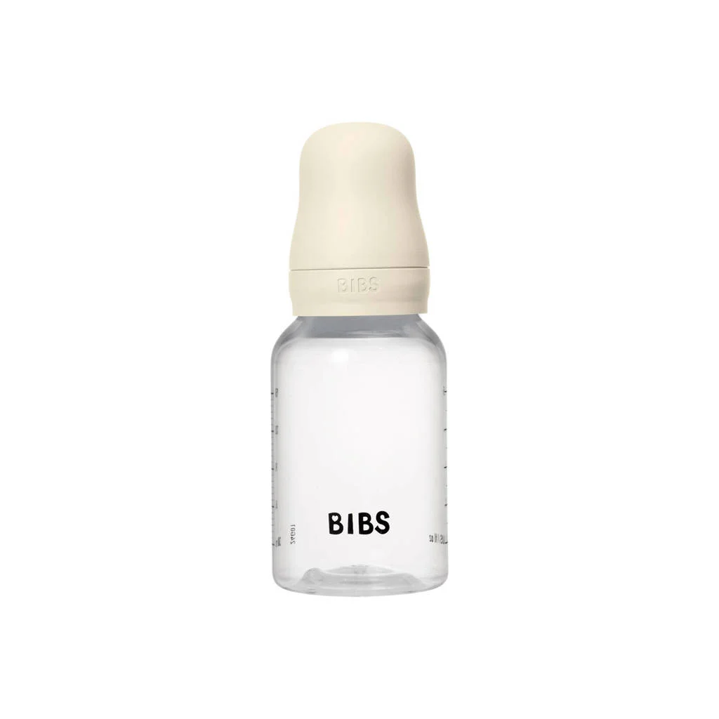 BIBS Babyfles 150 ml - Ivory - met silicone speen en opvouwbare trechtertje