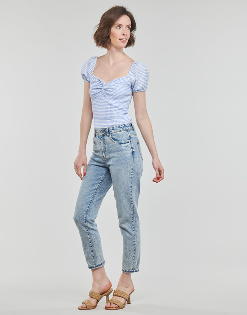Guess - SS LAZIZE KNOT TOP - Blanc / Bleu