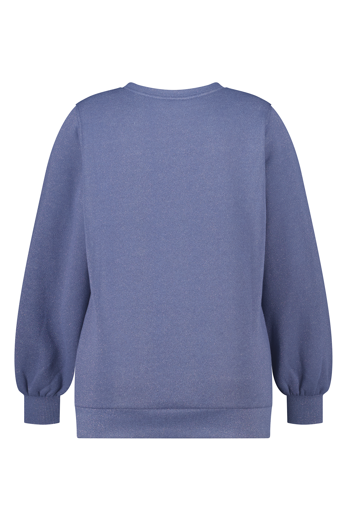 Sweater met lurex en glitter tekst Midden blauw