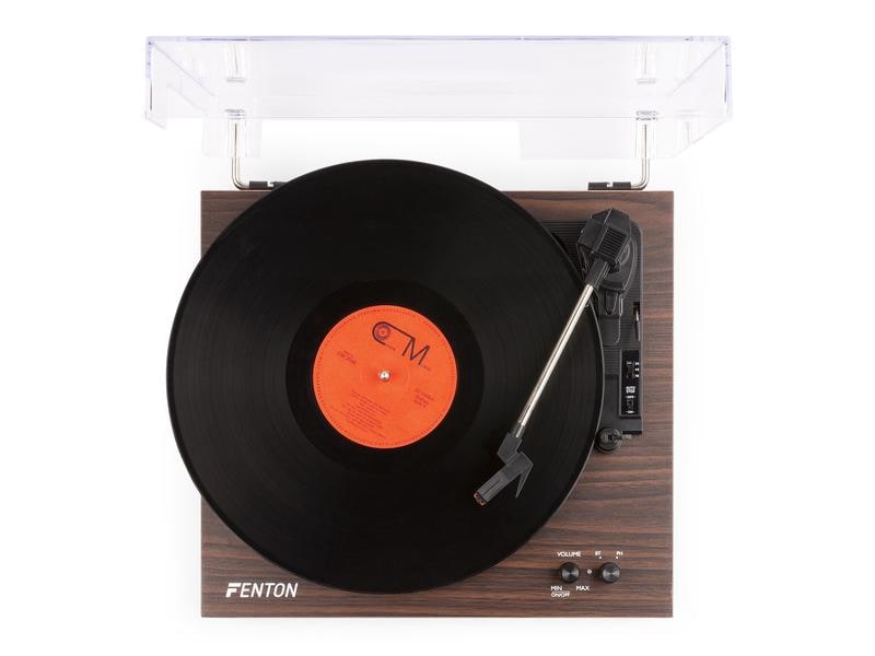Fenton Plattenspieler RP165D Dunkelbraun HiFi-Plattenspieler mit Riemenantrieb