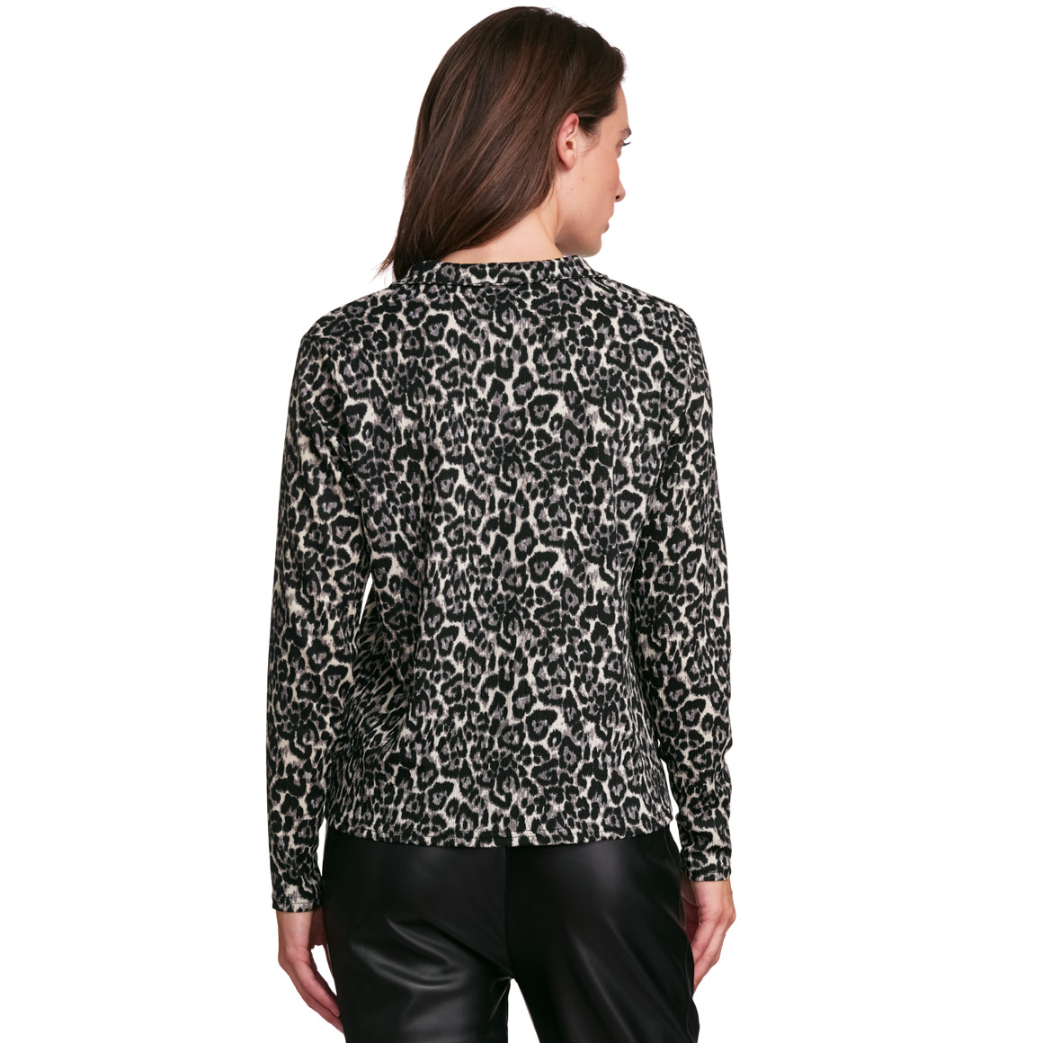 Gina Collection Damen Bluse mit Leo-Muster schwarz / beige