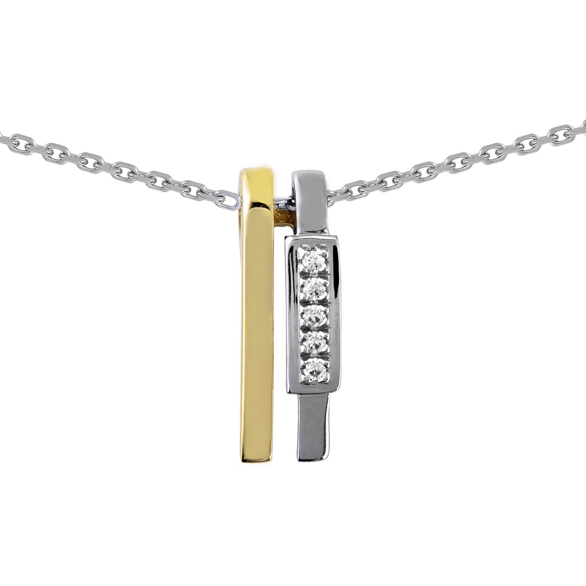 Collier or jaune et blanc 18 carats diamants