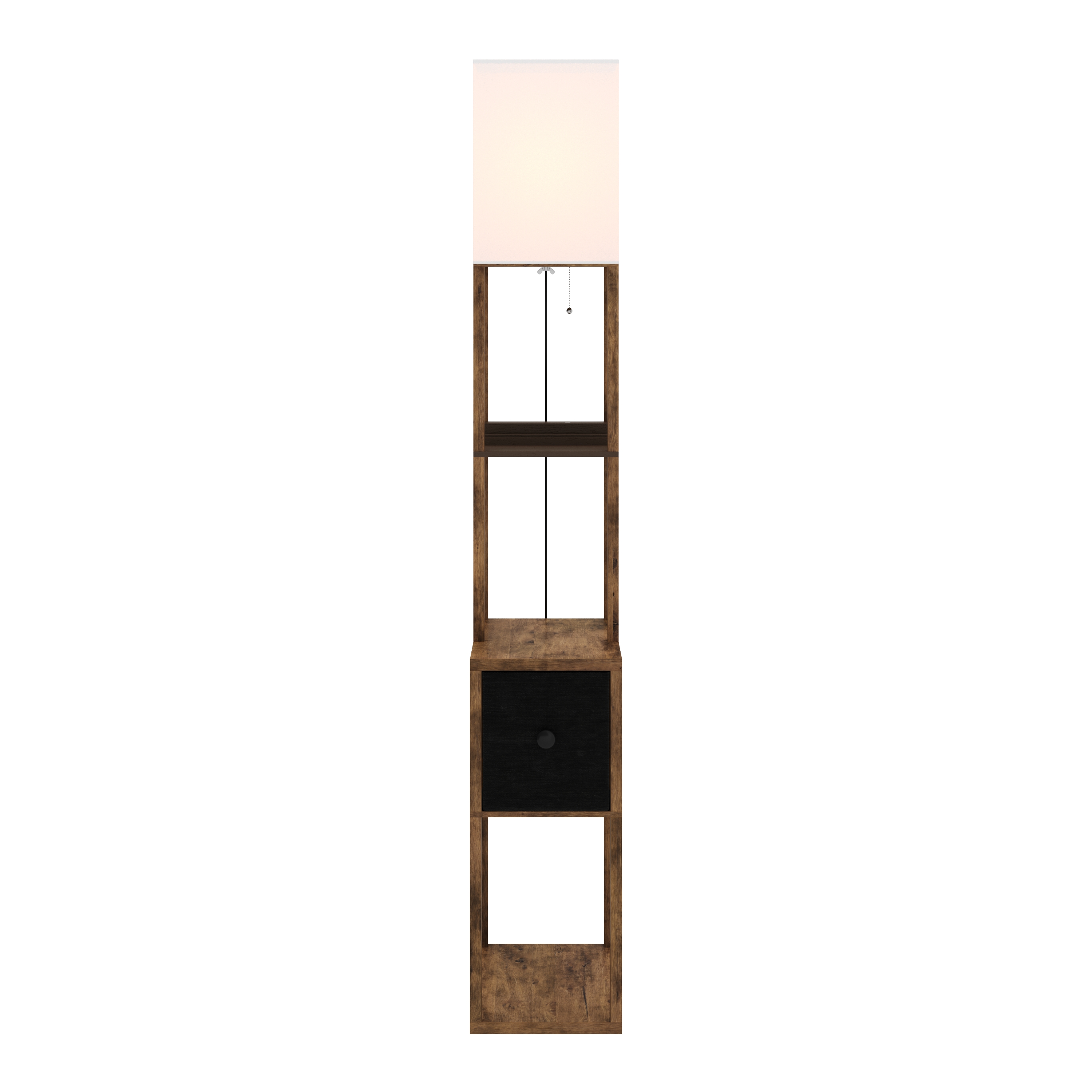 Stehlampe EMBER mit Regal und Schublade braun