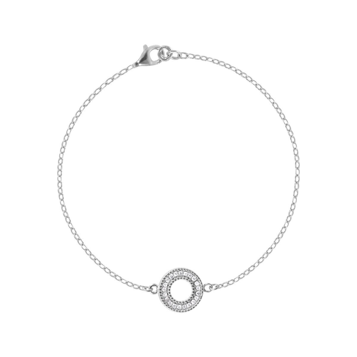 Bracelet en argent 925 rhodié avec oxydes de zirconium