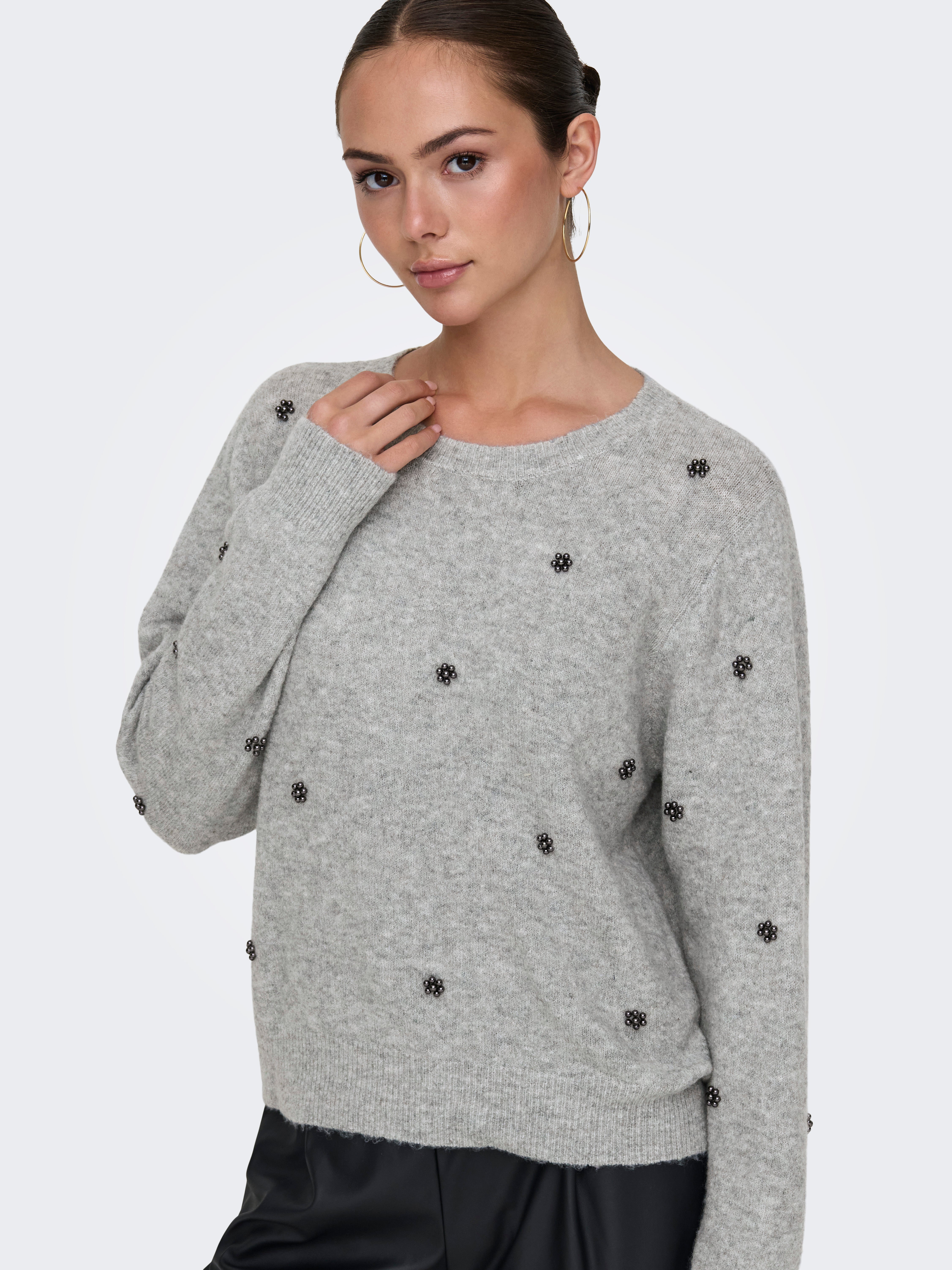 JDYBELLA Strickpullover Light Grey Melange