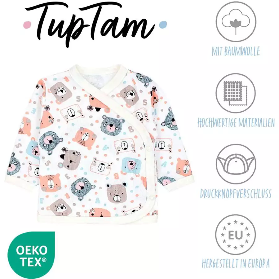 TupTam Baby Langarm Wickelshirt 5er Set rosaweiß