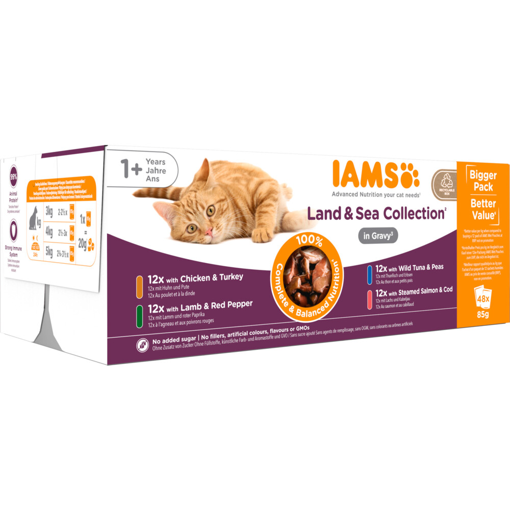 Iams Delights Land - Sea in Saus48 x 85 gr